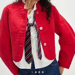 Free People Red Quilted Women's Jacket
